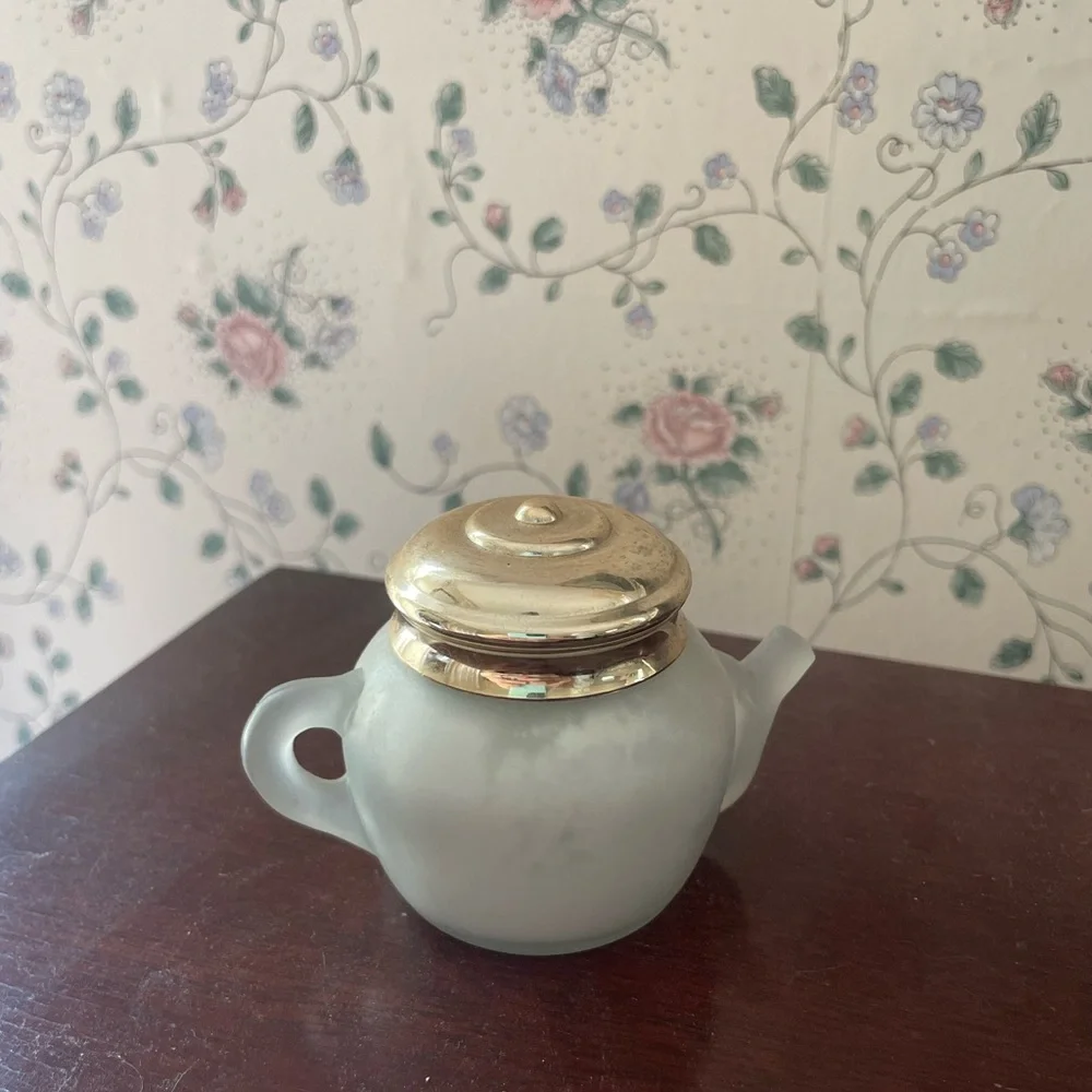 Avon Roses Roses Powder Sachet - Floral Porcelain Sugar Pot with Gold Lid